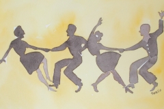 Jazz dance of four, Jurita Kalite, 2017, Watercolor